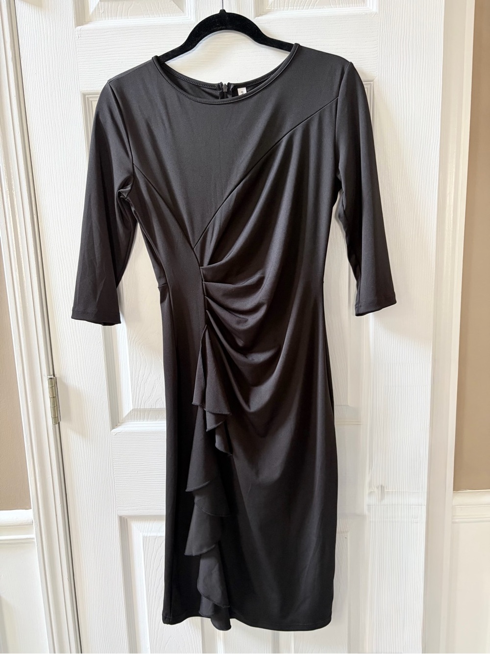 Elegant Black Ruched Draped Women’s Dress Size Small